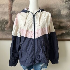 American Eagle Outfitters Colorblock Windbreaker Jacket - Navy, Pink, White